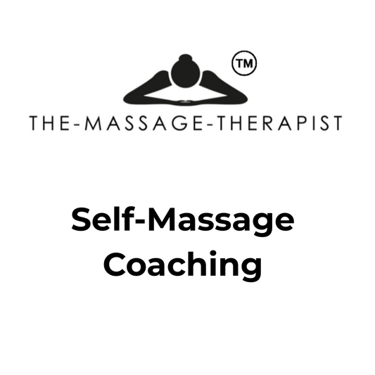 Logo and text for 'The Massage Therapist' self-massage coaching service on a white background.